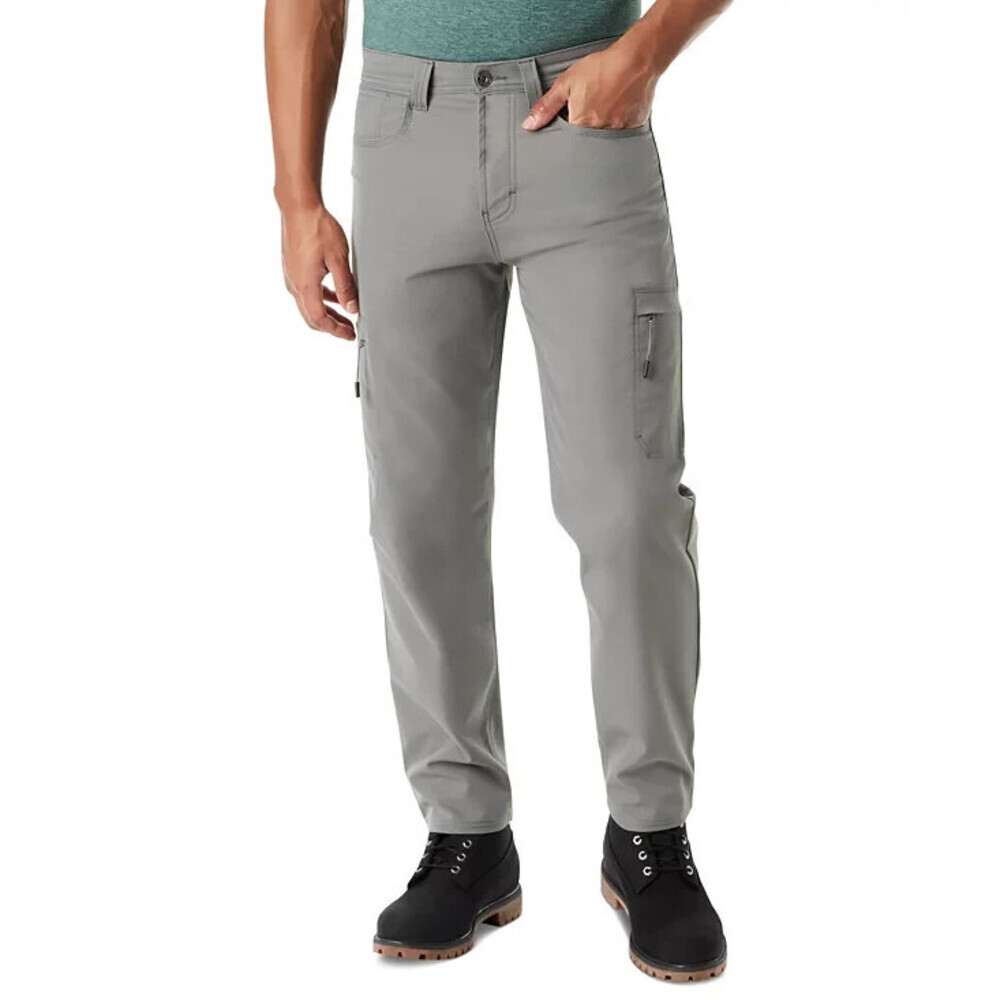 Bass Outdoor Essential Tech Pants Men's Gray Straight Leg Cargo Pockets MAC90